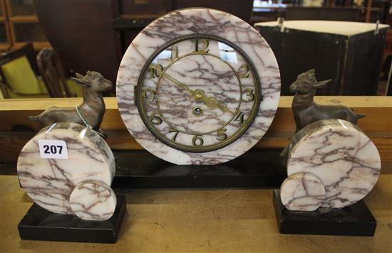 Art Deco clock garniture